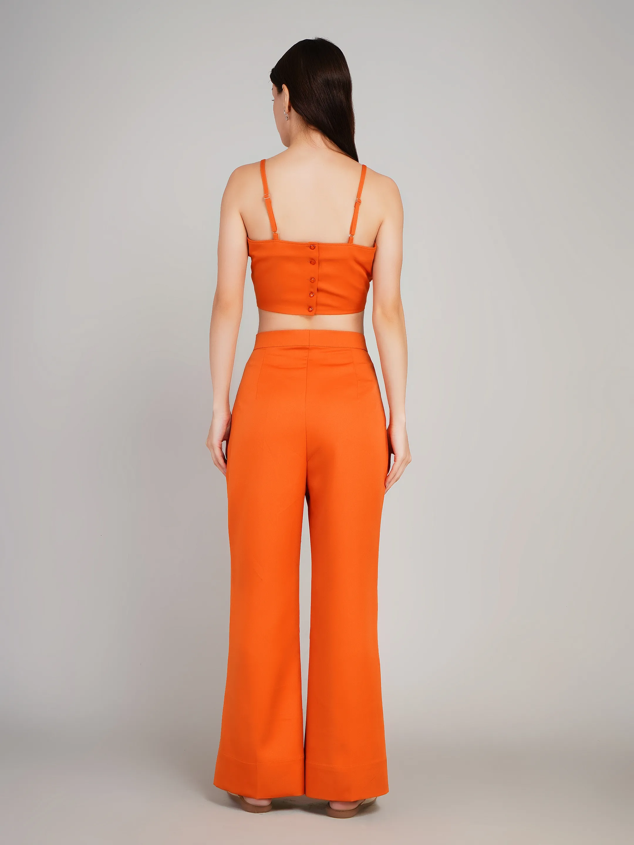 Women Orange Solid 3-Piece Set with Cape Blazer