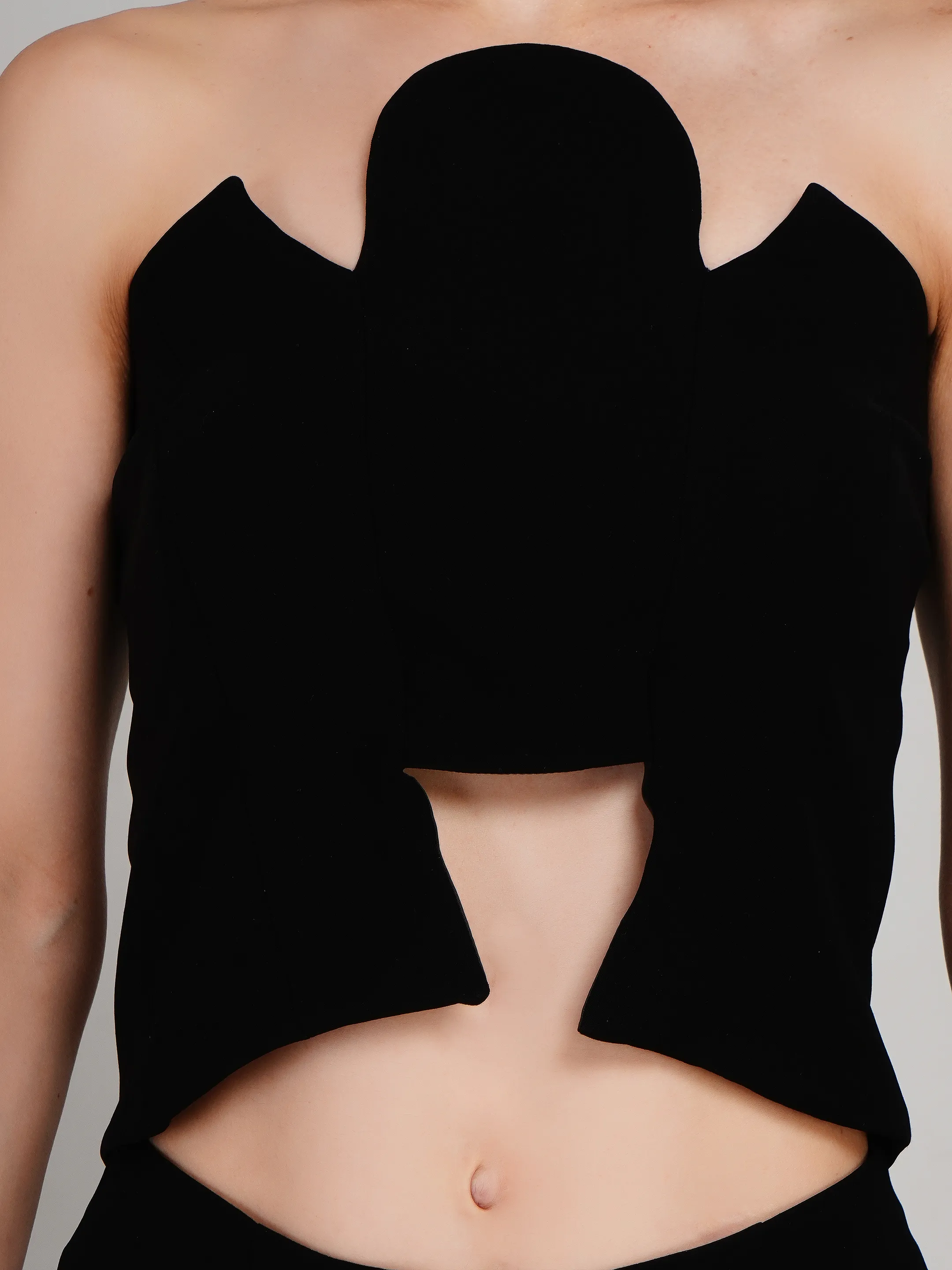 Women Black Structured Cut-Out Crop Top