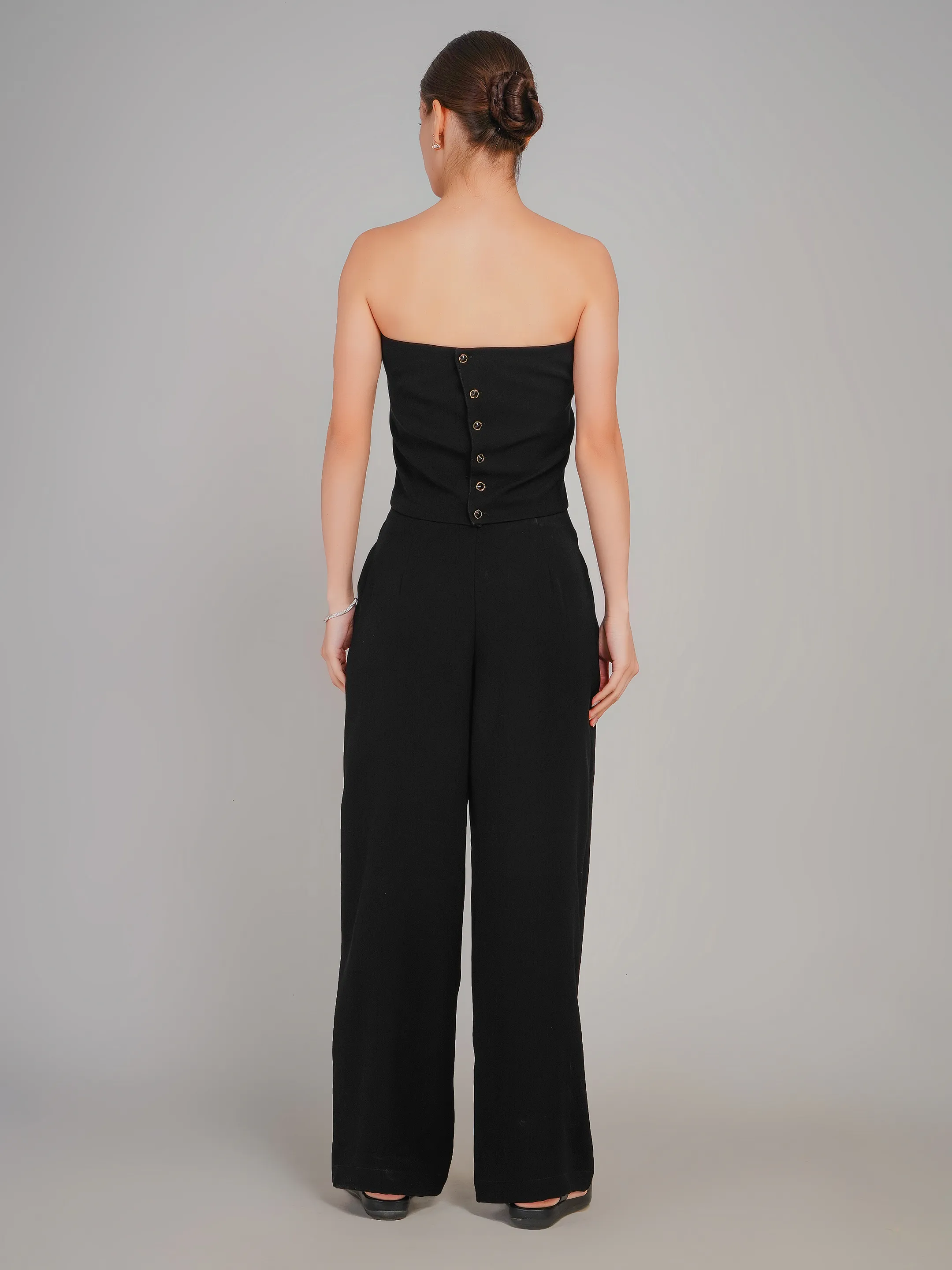 Women Black Structured Cut-Out Crop Top