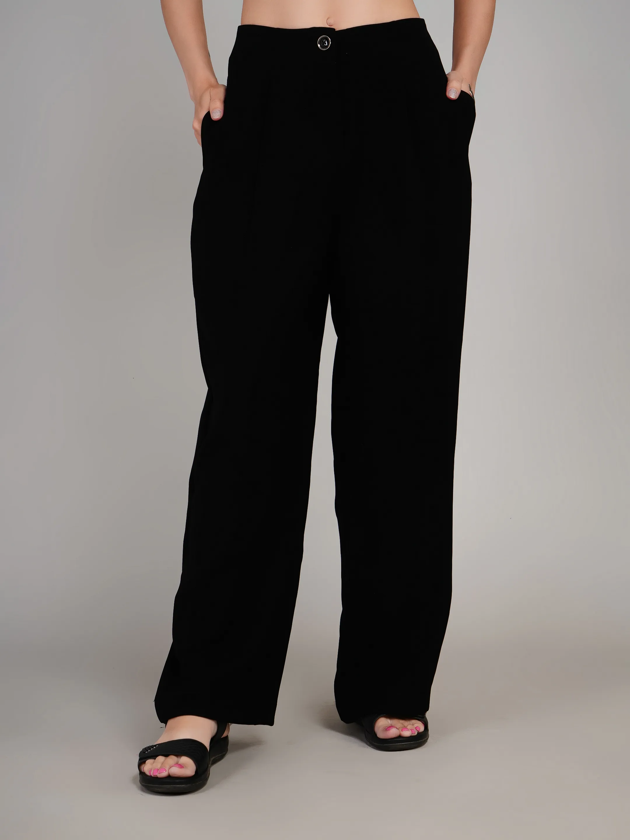 Women Maroon High-Rise Wide Leg Trousers