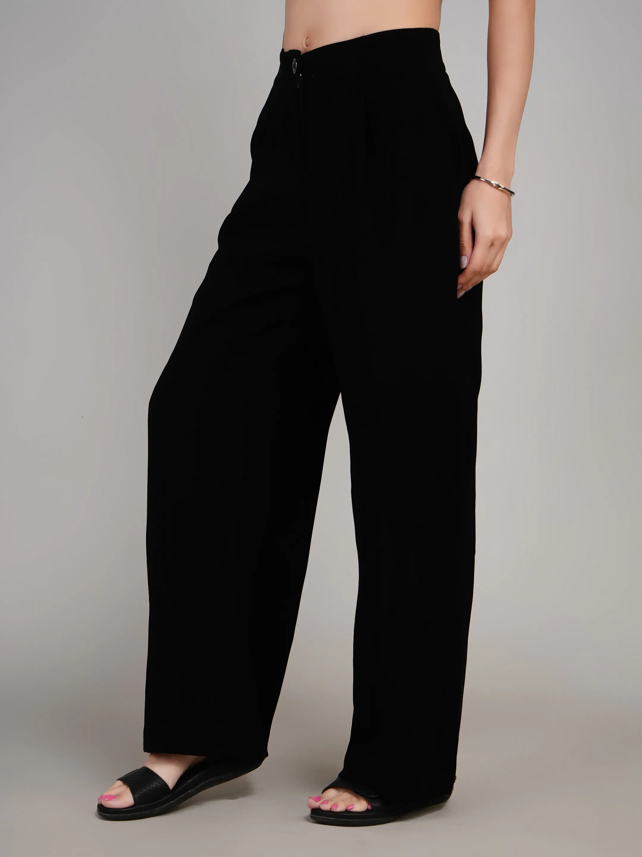 Women Maroon High-Rise Wide Leg Trousers