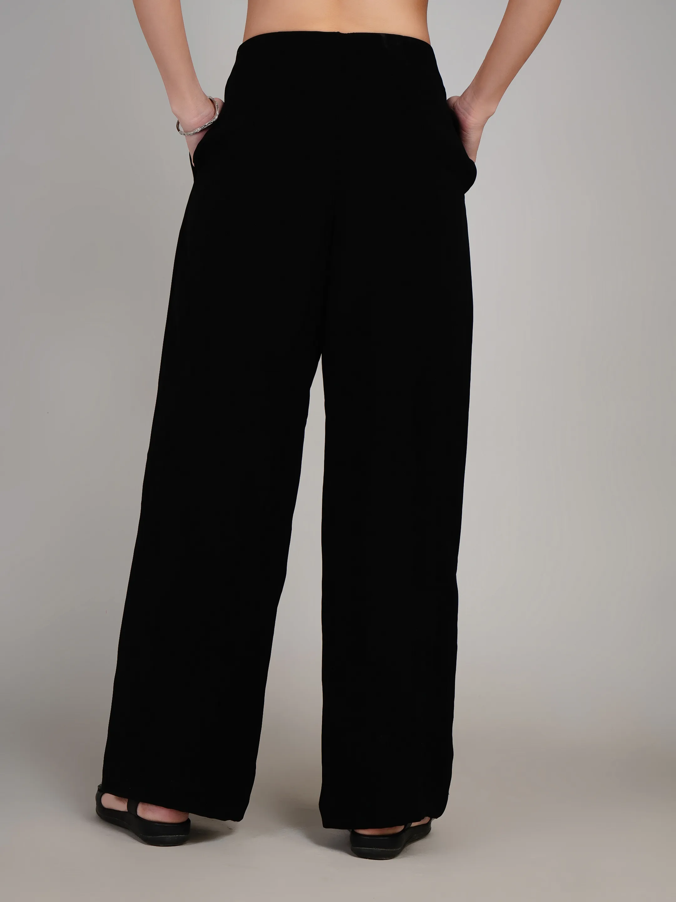 Women Maroon High-Rise Wide Leg Trousers