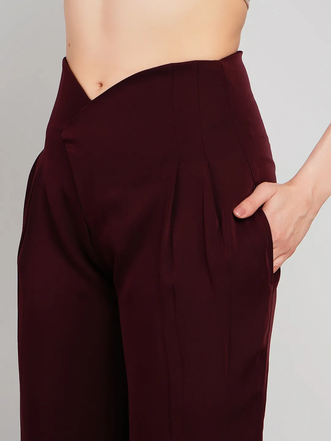 Women Taupe Brown Relaxed Fit Pleated Trousers