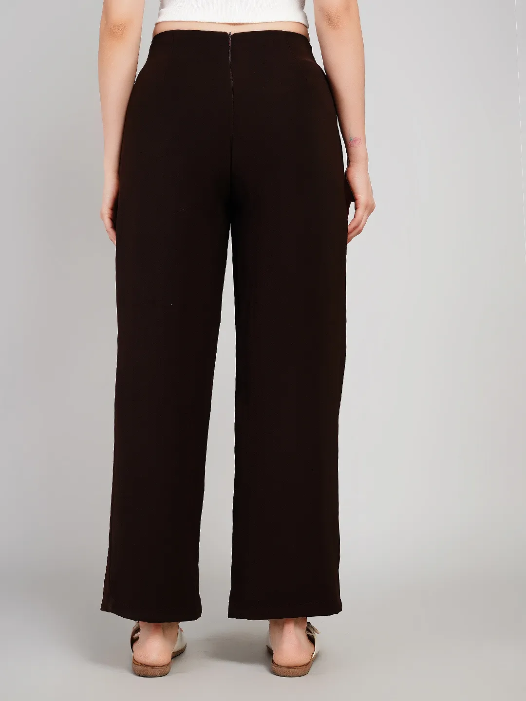Luxe Lavender Textured Trousers with Front Pleat Detailing