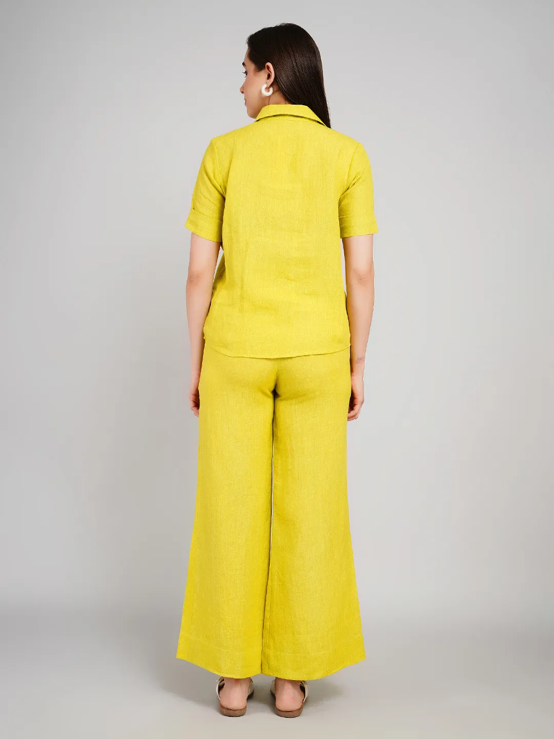 Women Lime Textured Relaxed Fit Co-Ord Set with Parallel Pants