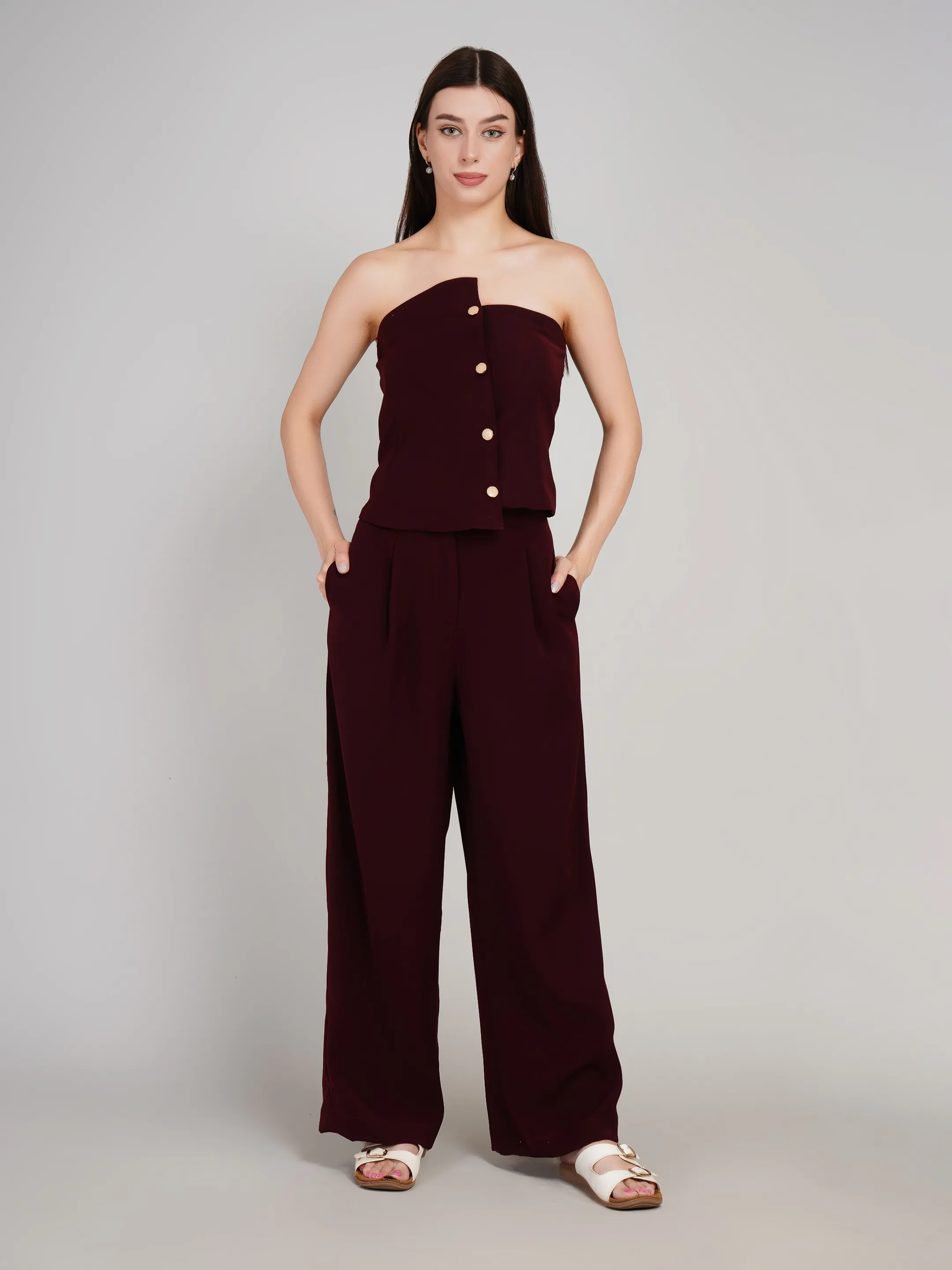 OFF SHOULDER TOP WITH PANTS A STYLISH FORMAL LOOK 