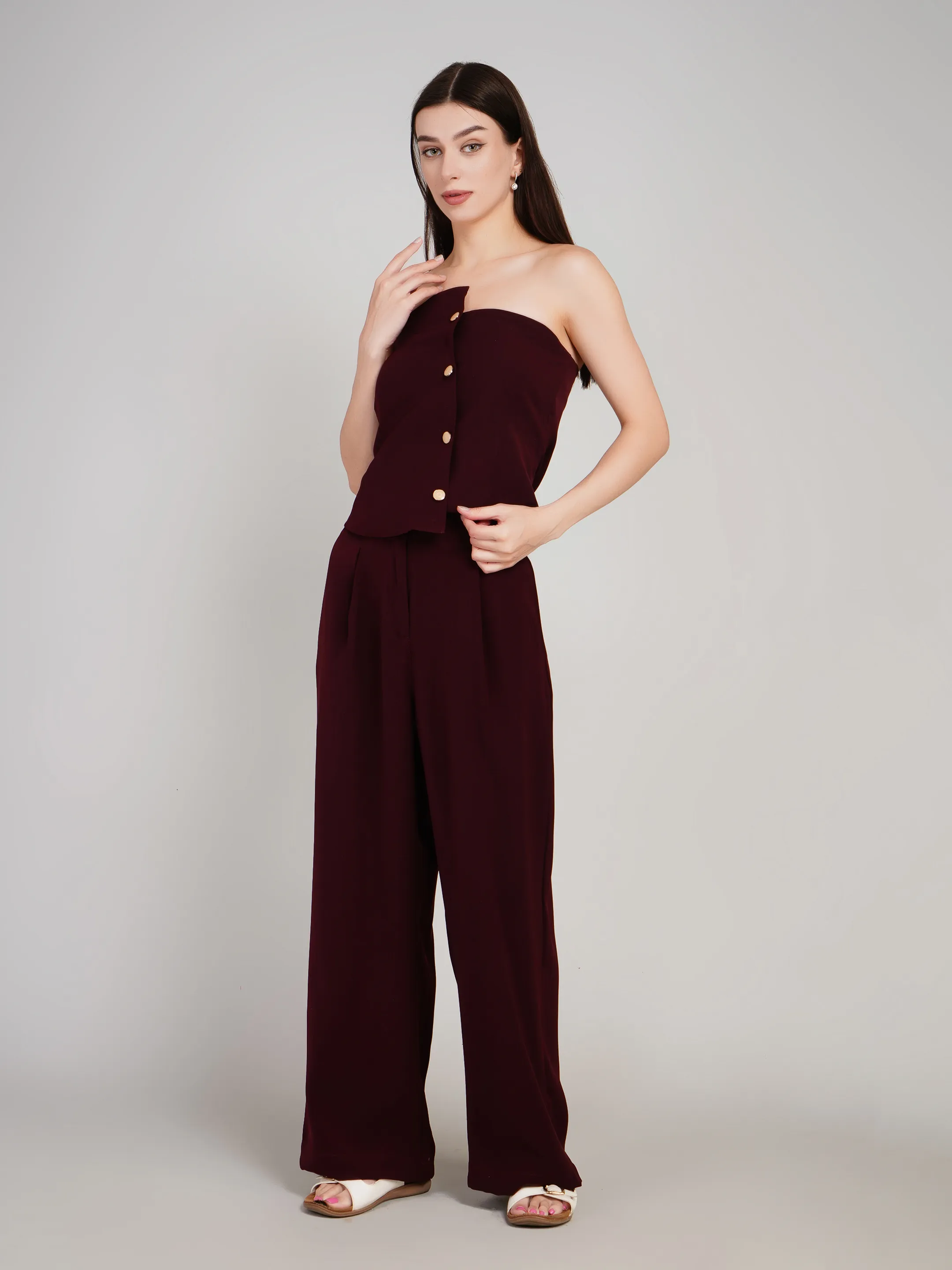 OFF SHOULDER TOP WITH PANTS A STYLISH FORMAL LOOK 