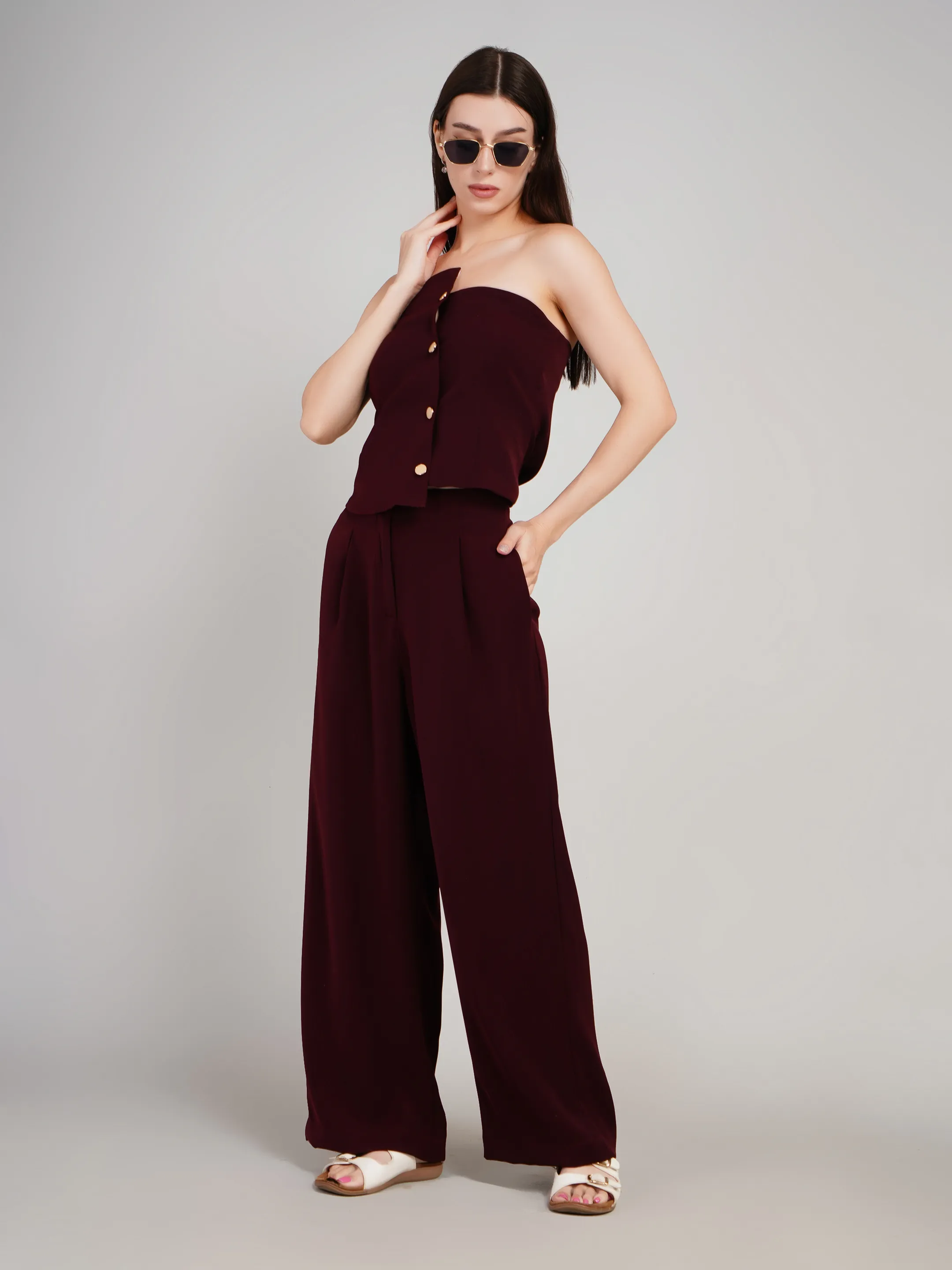 OFF SHOULDER TOP WITH PANTS A STYLISH FORMAL LOOK 