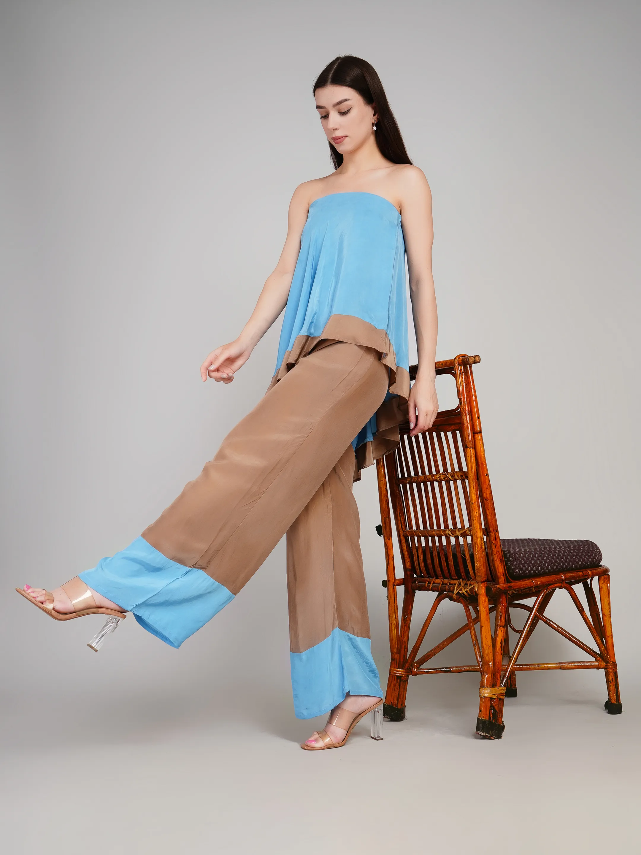 CRAPE  SUPER STYLISH OFF SHOULDER TOP WITH PLAZO