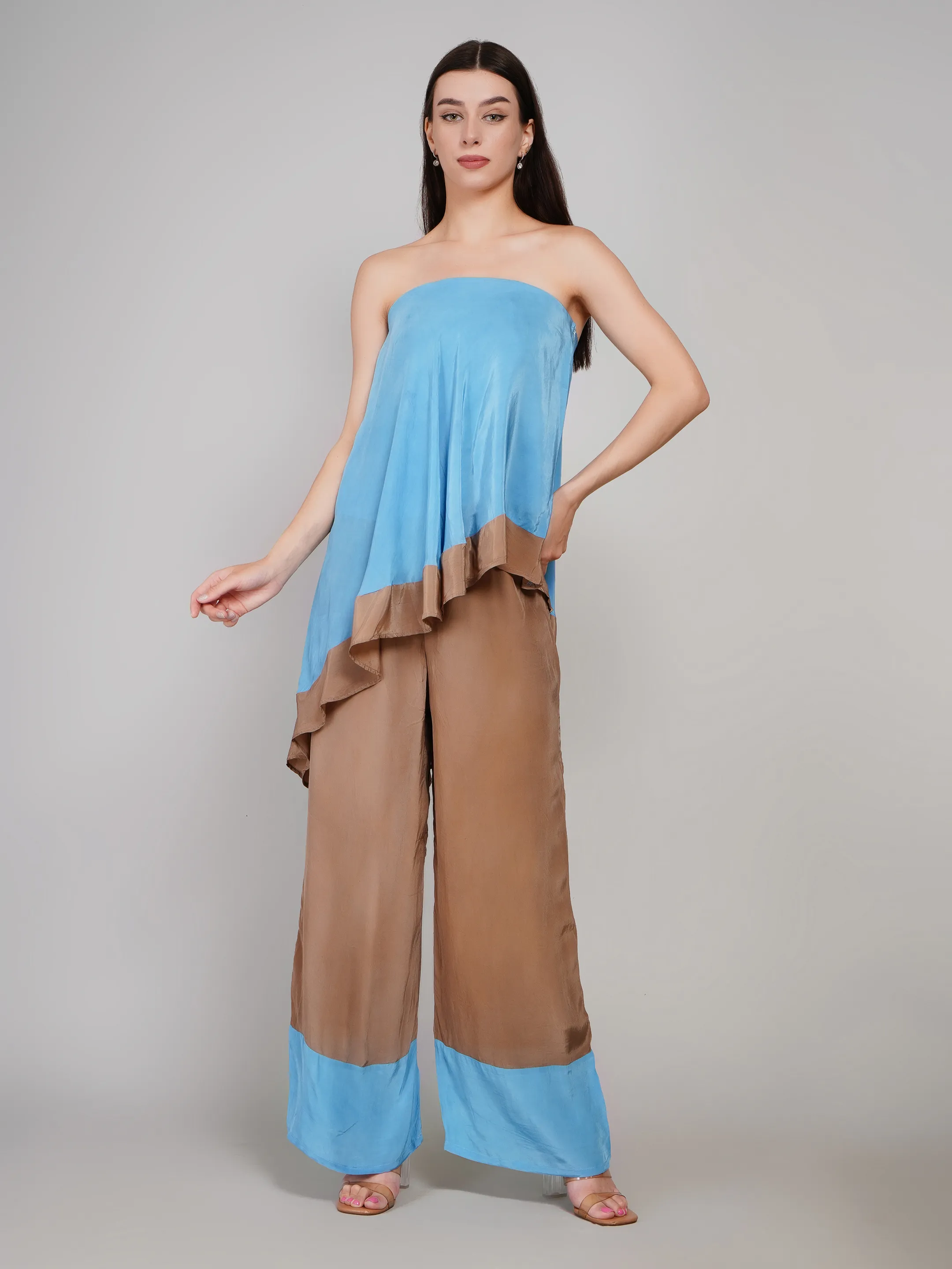 CRAPE  SUPER STYLISH OFF SHOULDER TOP WITH PLAZO