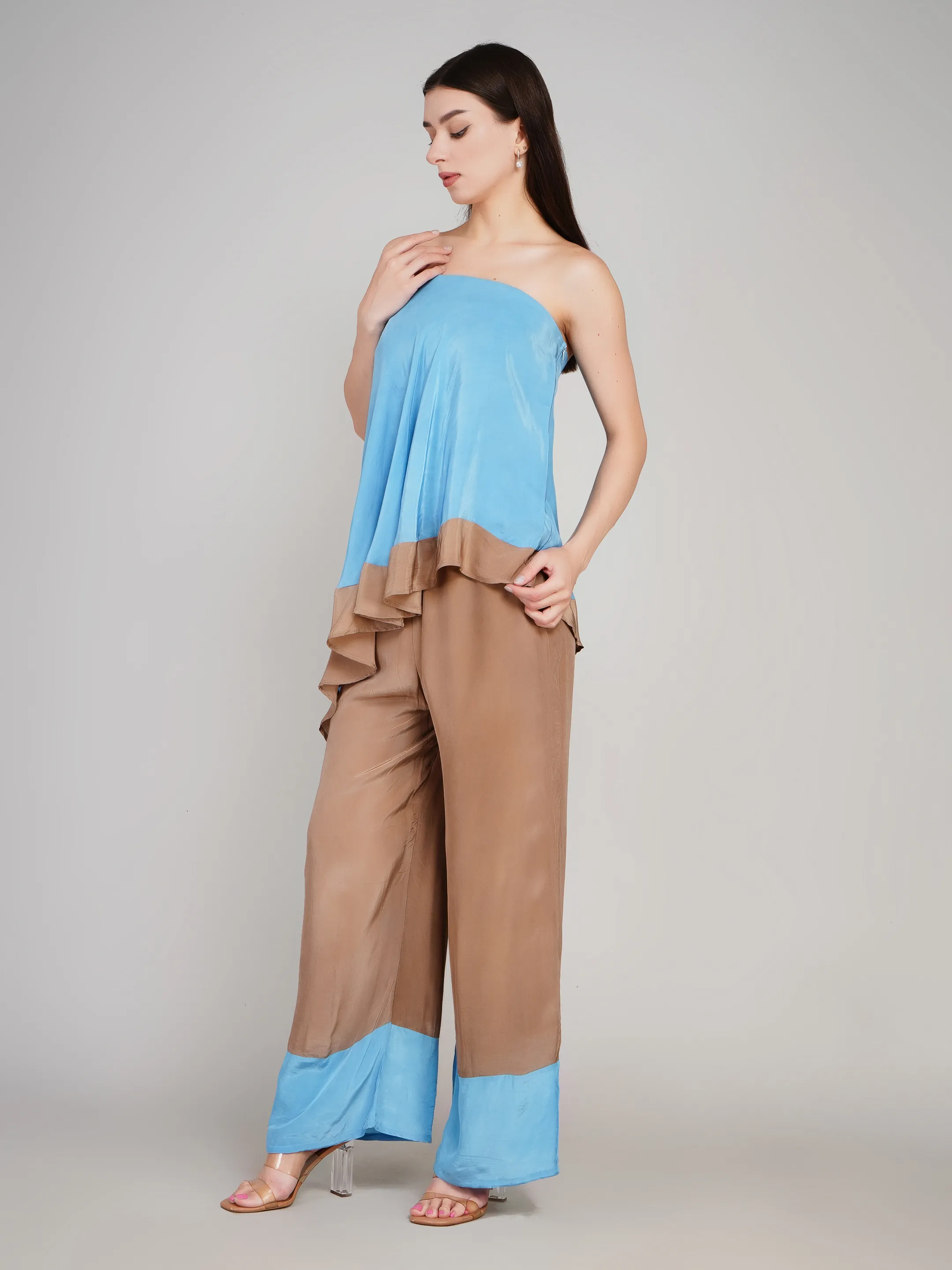 CRAPE  SUPER STYLISH OFF SHOULDER TOP WITH PLAZO