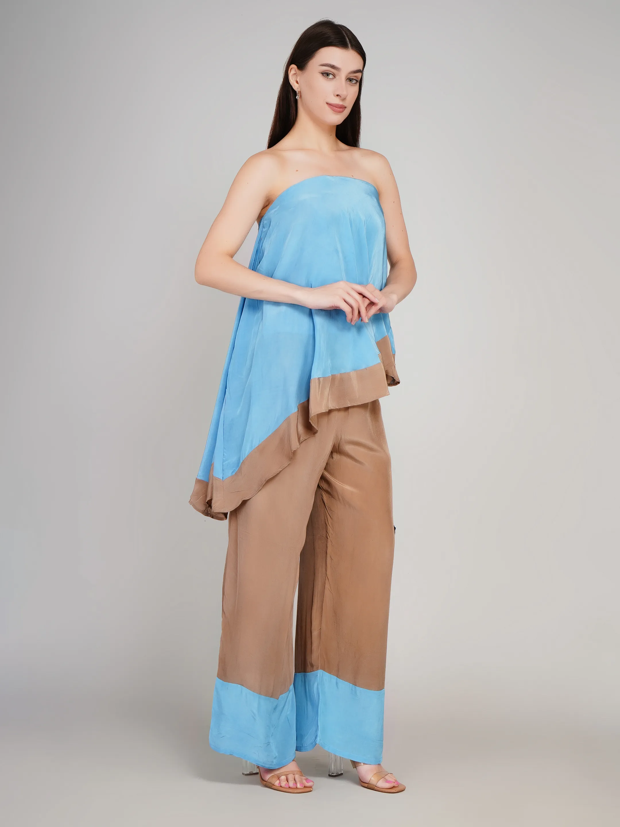 CRAPE  SUPER STYLISH OFF SHOULDER TOP WITH PLAZO