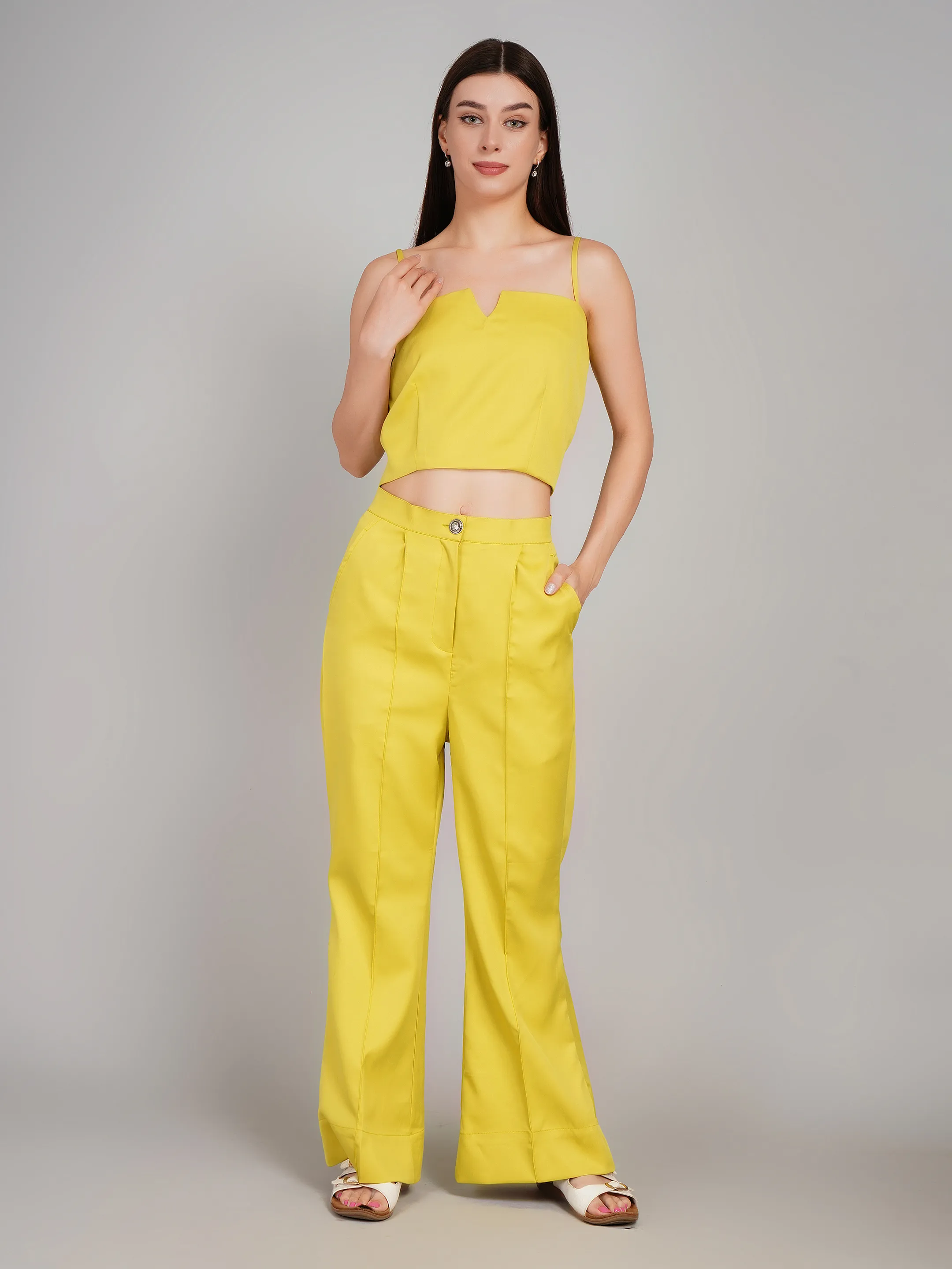 BANANA  CRAPE STYLISH CORD SET