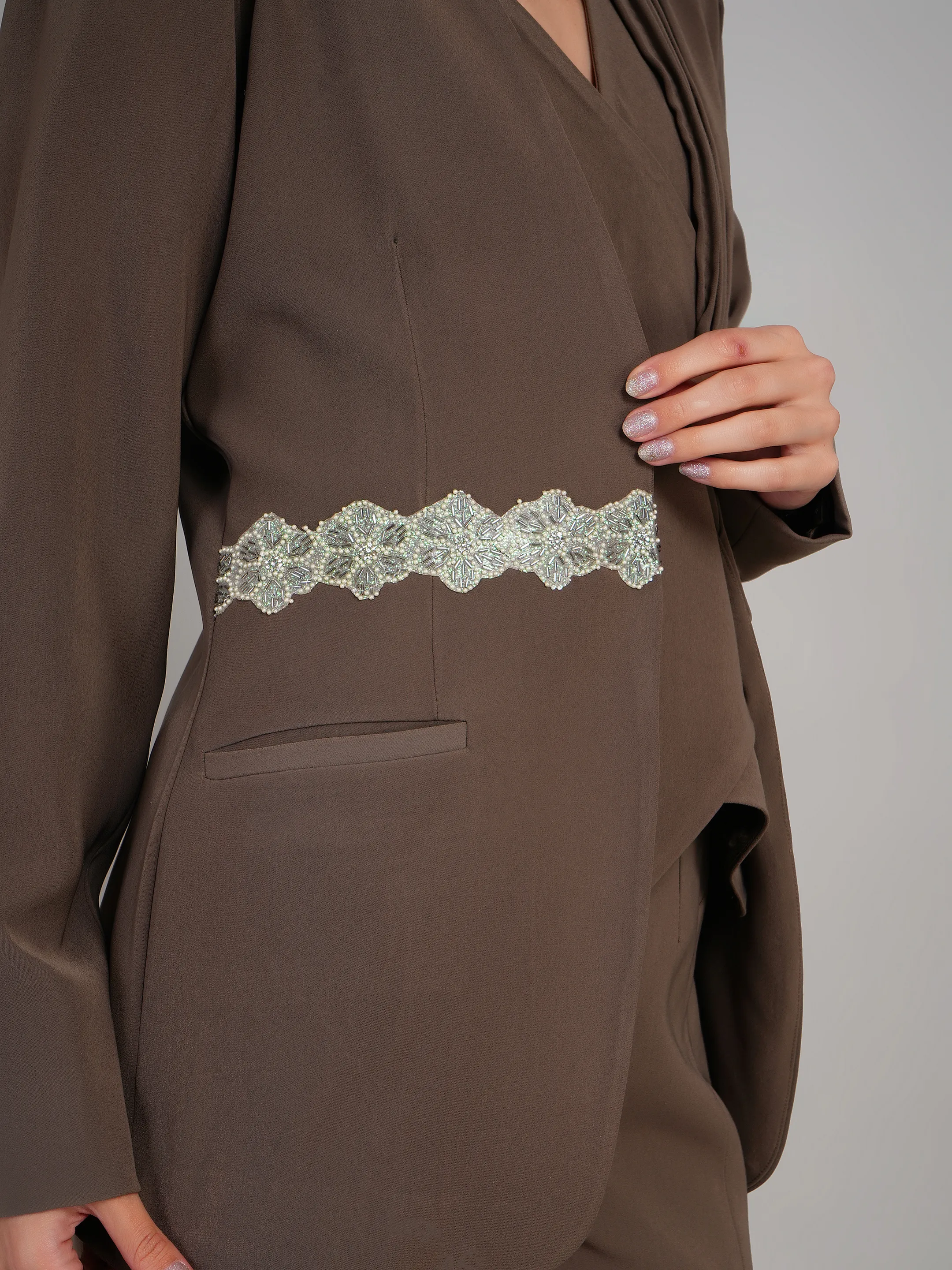 Women Coffee Brown Tailored Blazer & Pants Set