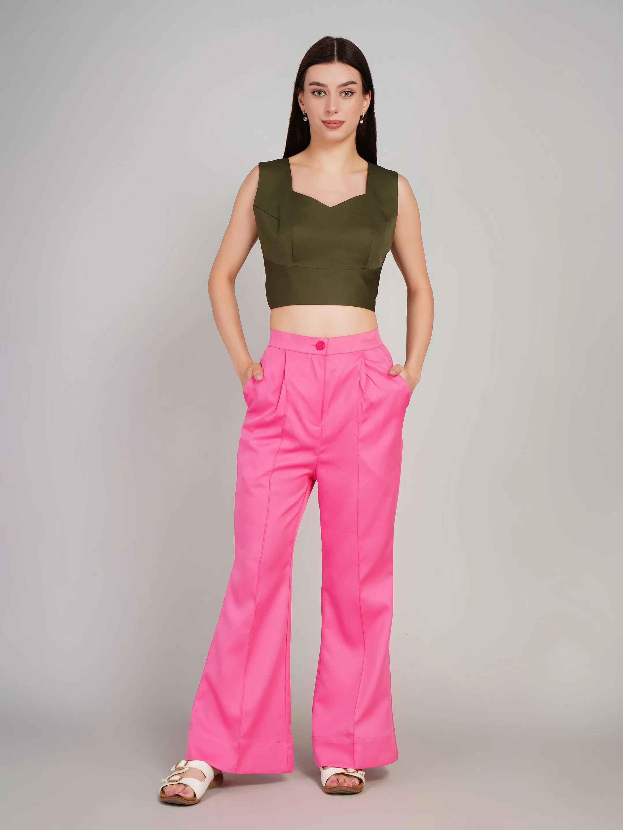 Women Pink Solid Blazer with Trousers Co-Ord Set